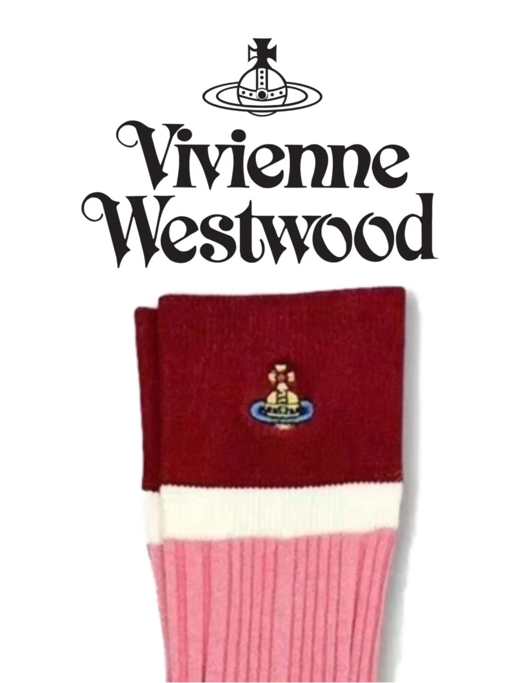 Vivienne Westwood Unisex Colorblock Ribbed Socks - Multi Color Choices - Picture 8 of 13